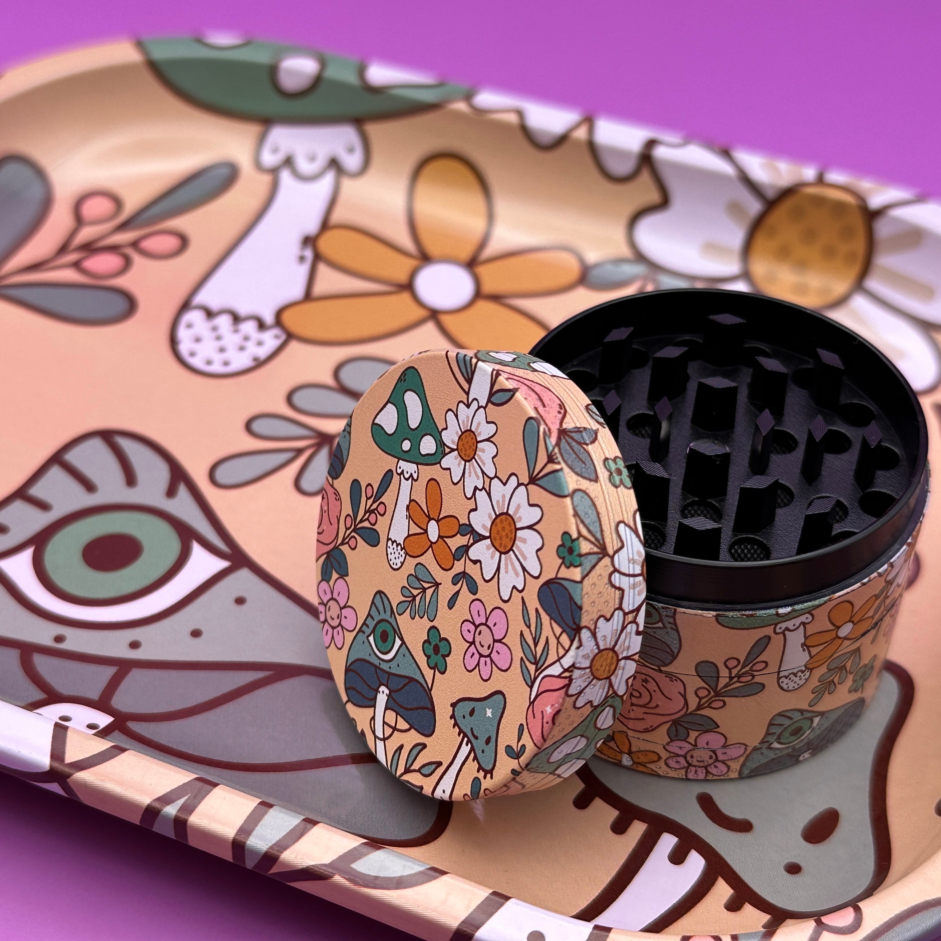 rolling tray grinder set flowers