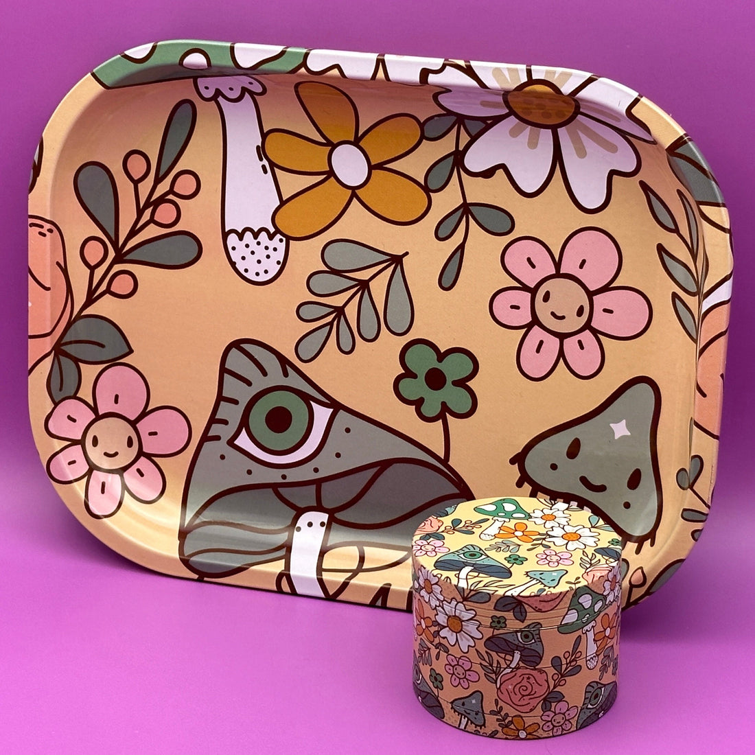 rolling tray grinder set mushroom