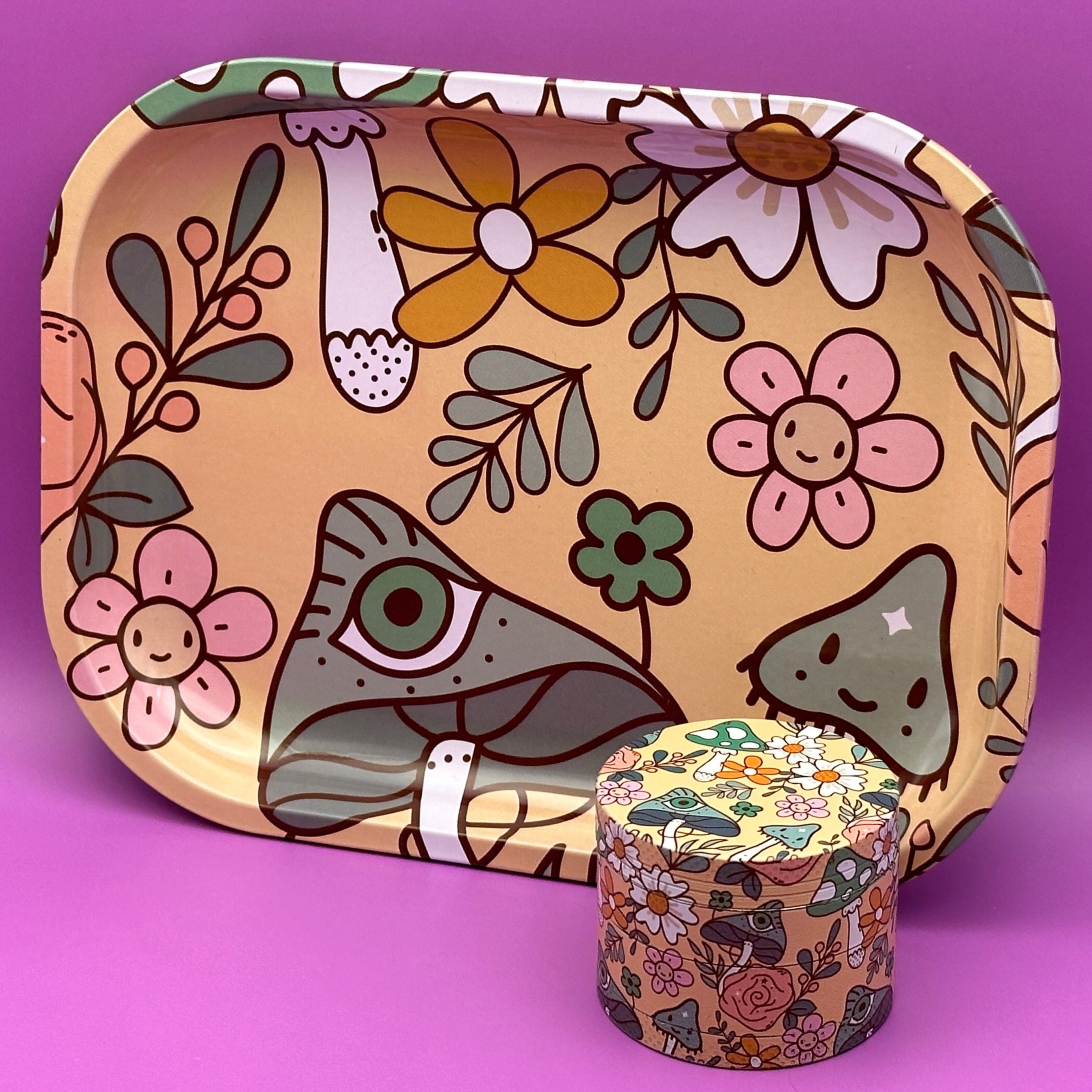 rolling tray grinder set mushroom
