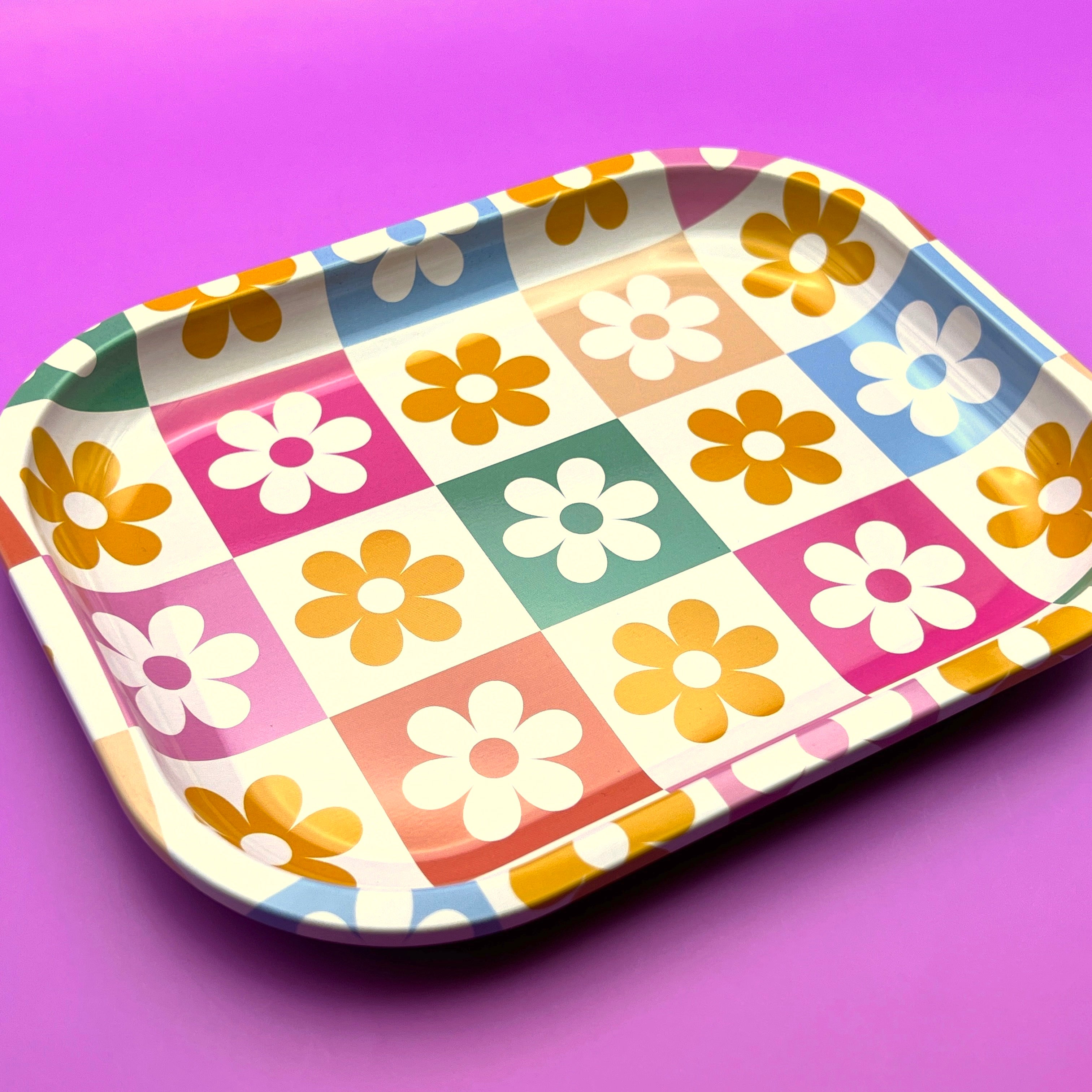 rolling tray retro flowers