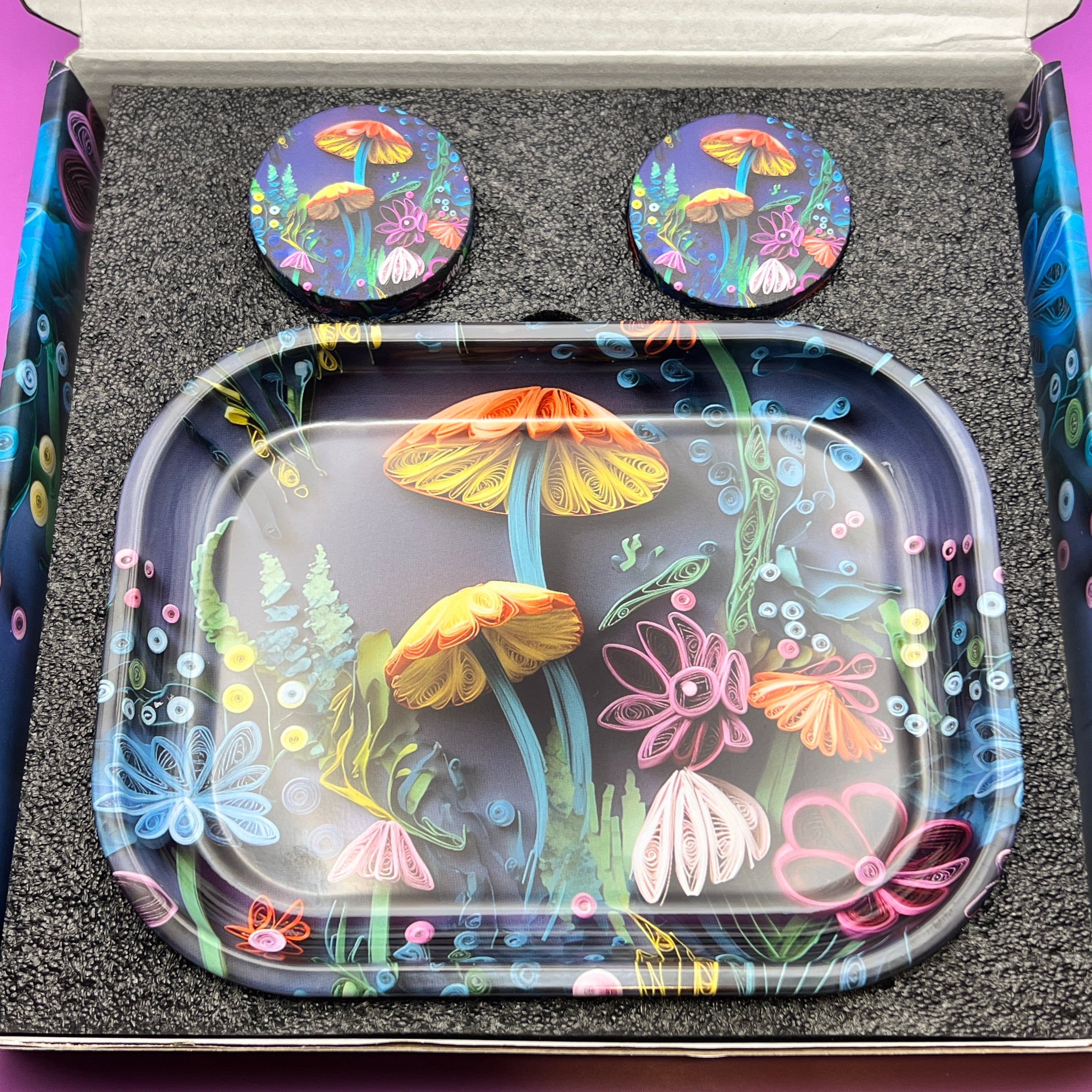 rolling tray and grinder set