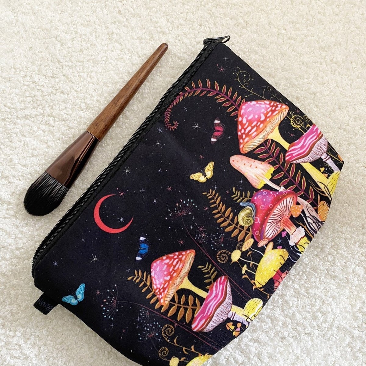 Mushroom Print Zipper Makeup Bag High Dreams