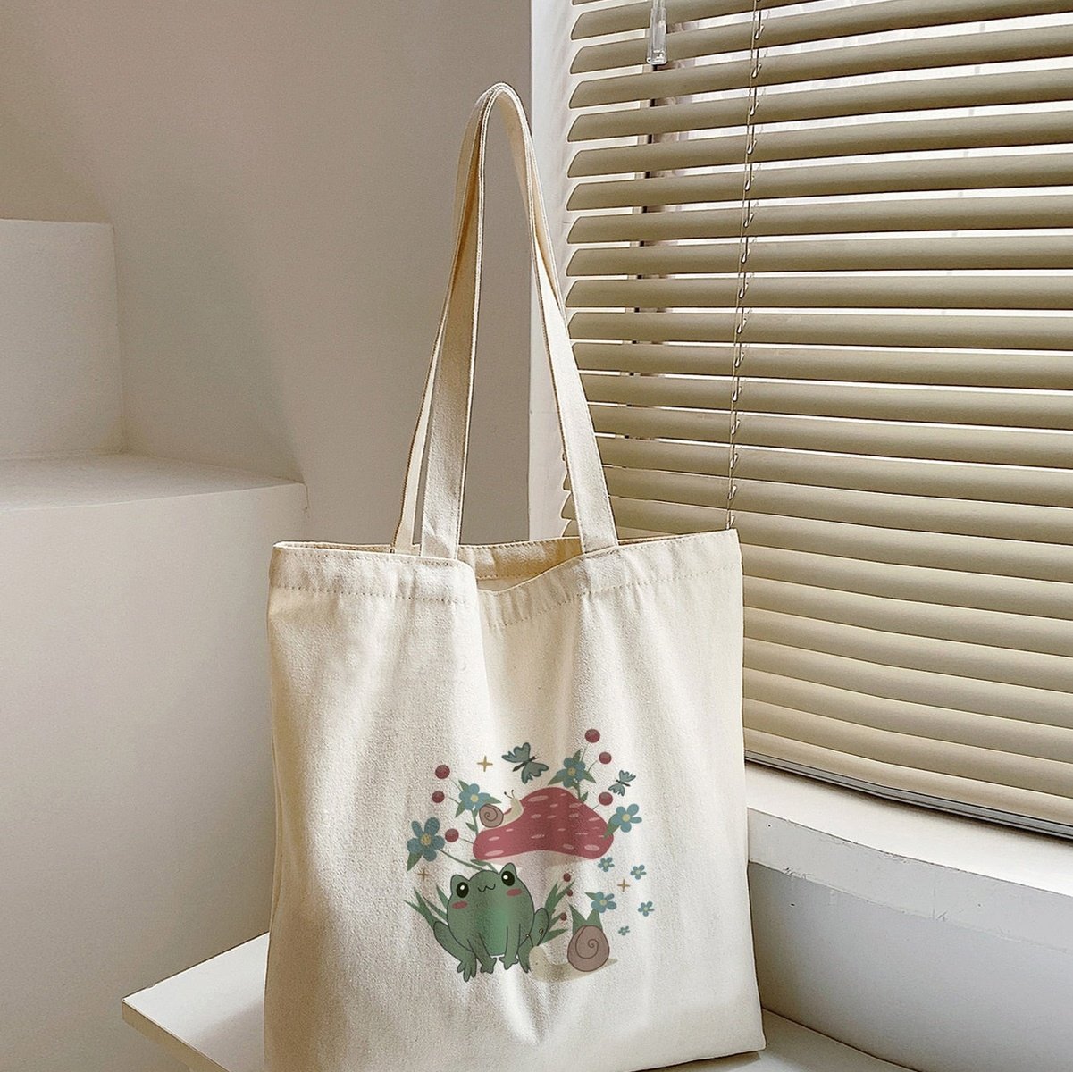 Frog Mushroom Pattern Shopper Bag High Dreams