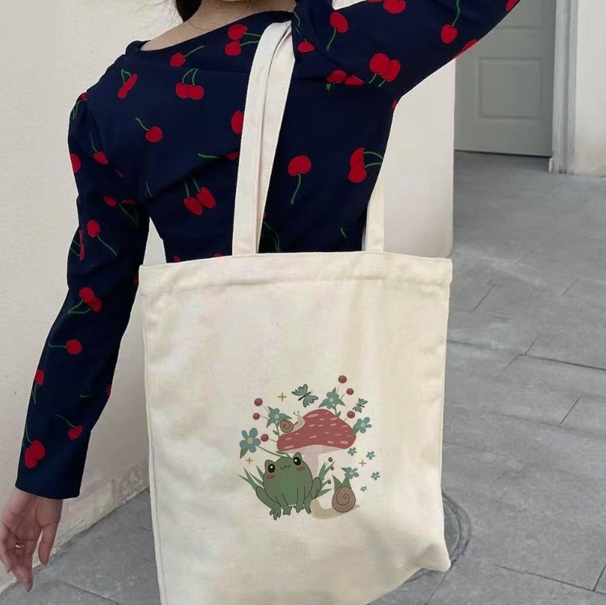Frog Mushroom Pattern Shopper Bag High Dreams