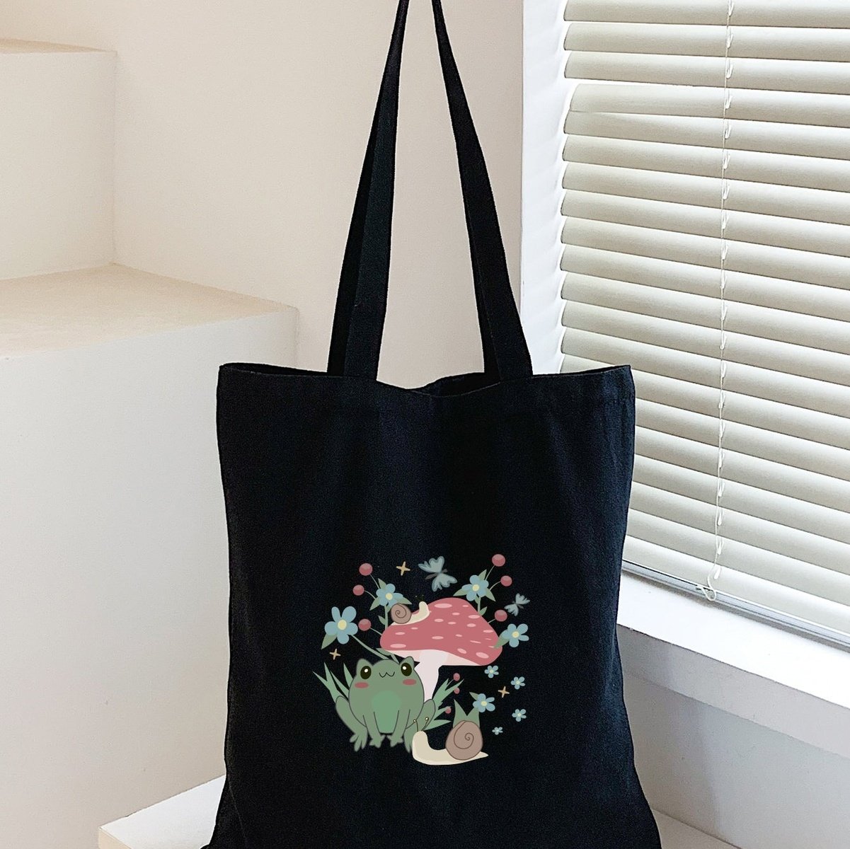 Frog Mushroom Pattern Shopper Bag High Dreams