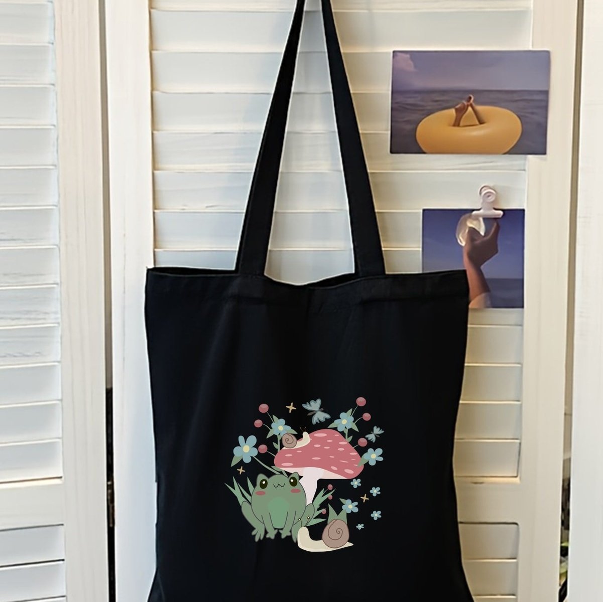Frog Mushroom Pattern Shopper Bag High Dreams