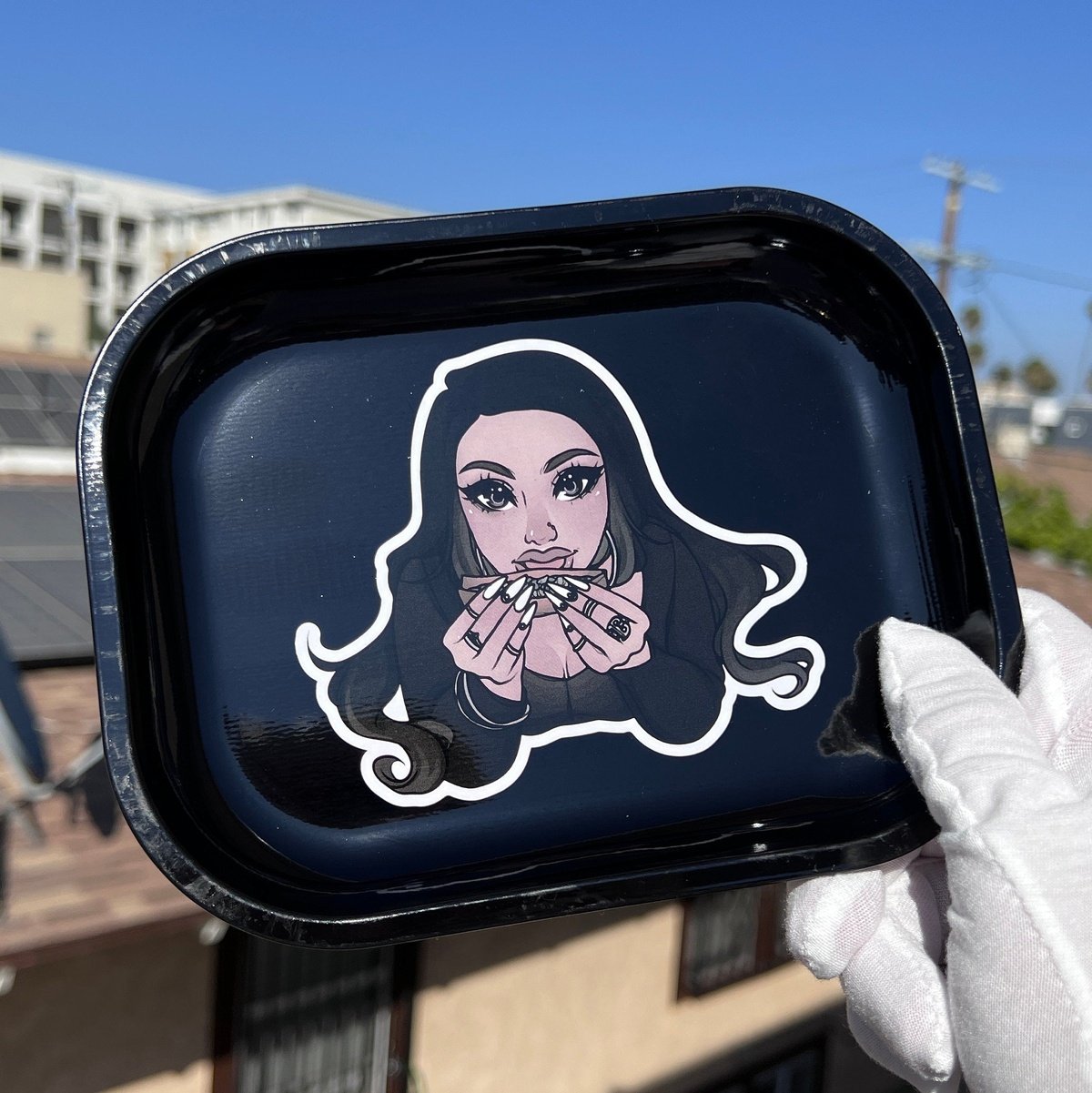 black rolling tray