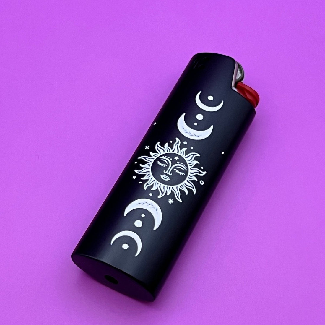 sun moon phases bic lighter case
