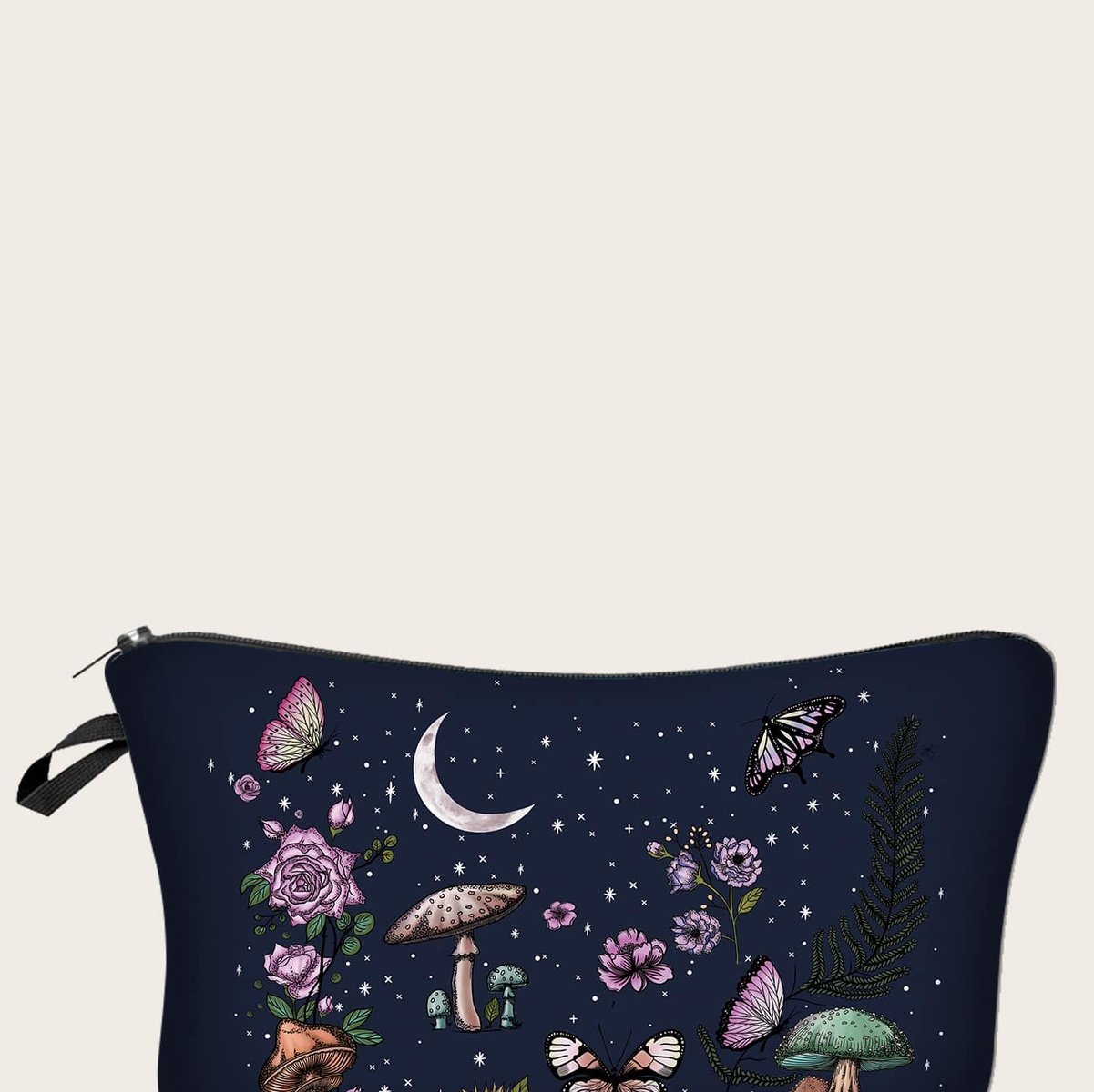 Mushroom Butterfly Pattern Zipper Makeup Bag High Dreams