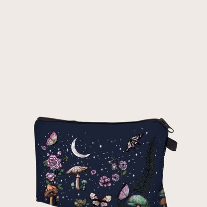 Mushroom Butterfly Pattern Zipper Makeup Bag High Dreams