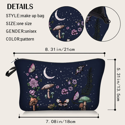 Mushroom Butterfly Pattern Zipper Makeup Bag High Dreams