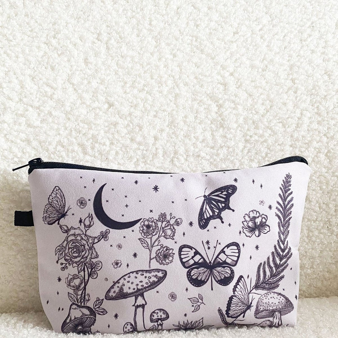 Butterfly Mushroom Print Zipper Makeup Bag High Dreams