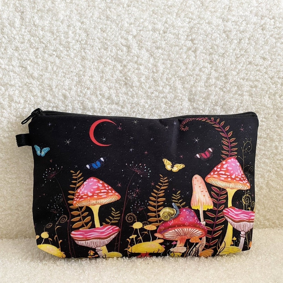 Mushroom Print Zipper Makeup Bag High Dreams