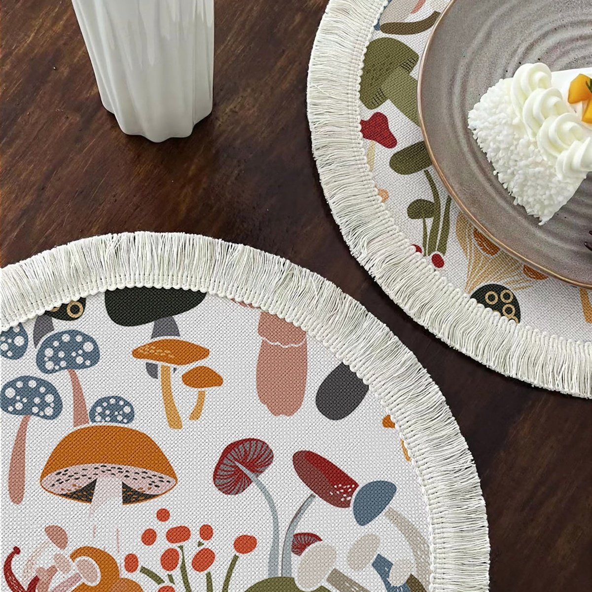 Fringe Trim Placemat &quot;Mushroom&quot; High Dreams