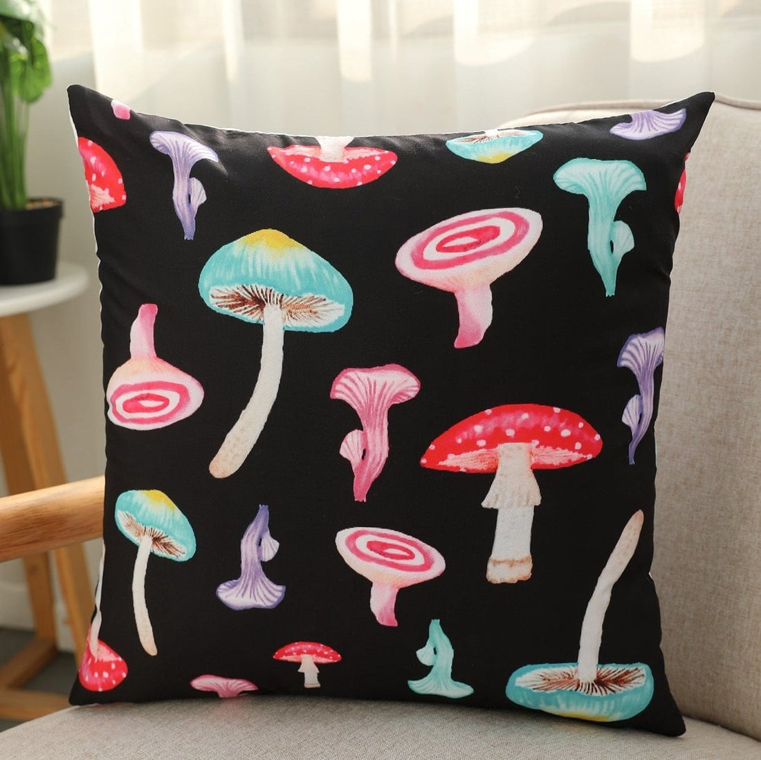Mushroom Print Cushion Cover Without Filler High Dreams