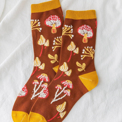 Mushroom Pattern Crew Socks High Dreams