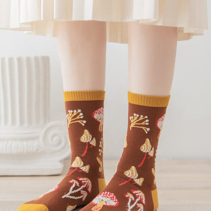 Mushroom Pattern Crew Socks High Dreams